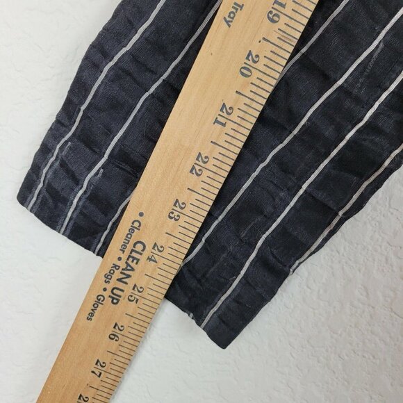 Chico's Size 2 Large Crinkle Linen Blend Jacket Blazer Lined Black White Striped - Picture 5 of 8